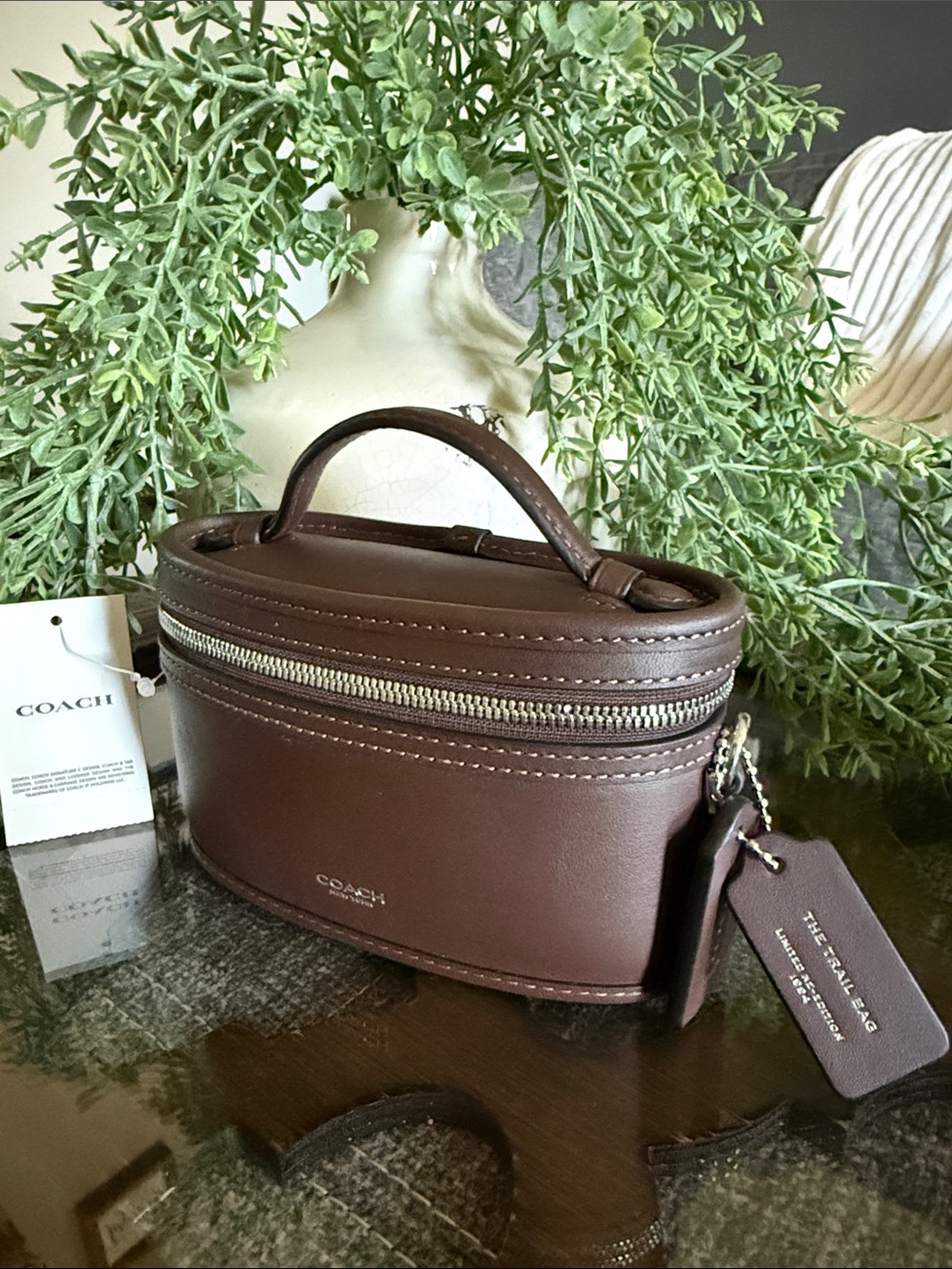 Coach Mini Train Case in Brown with Silver Hardware - Picture 2 of 8
